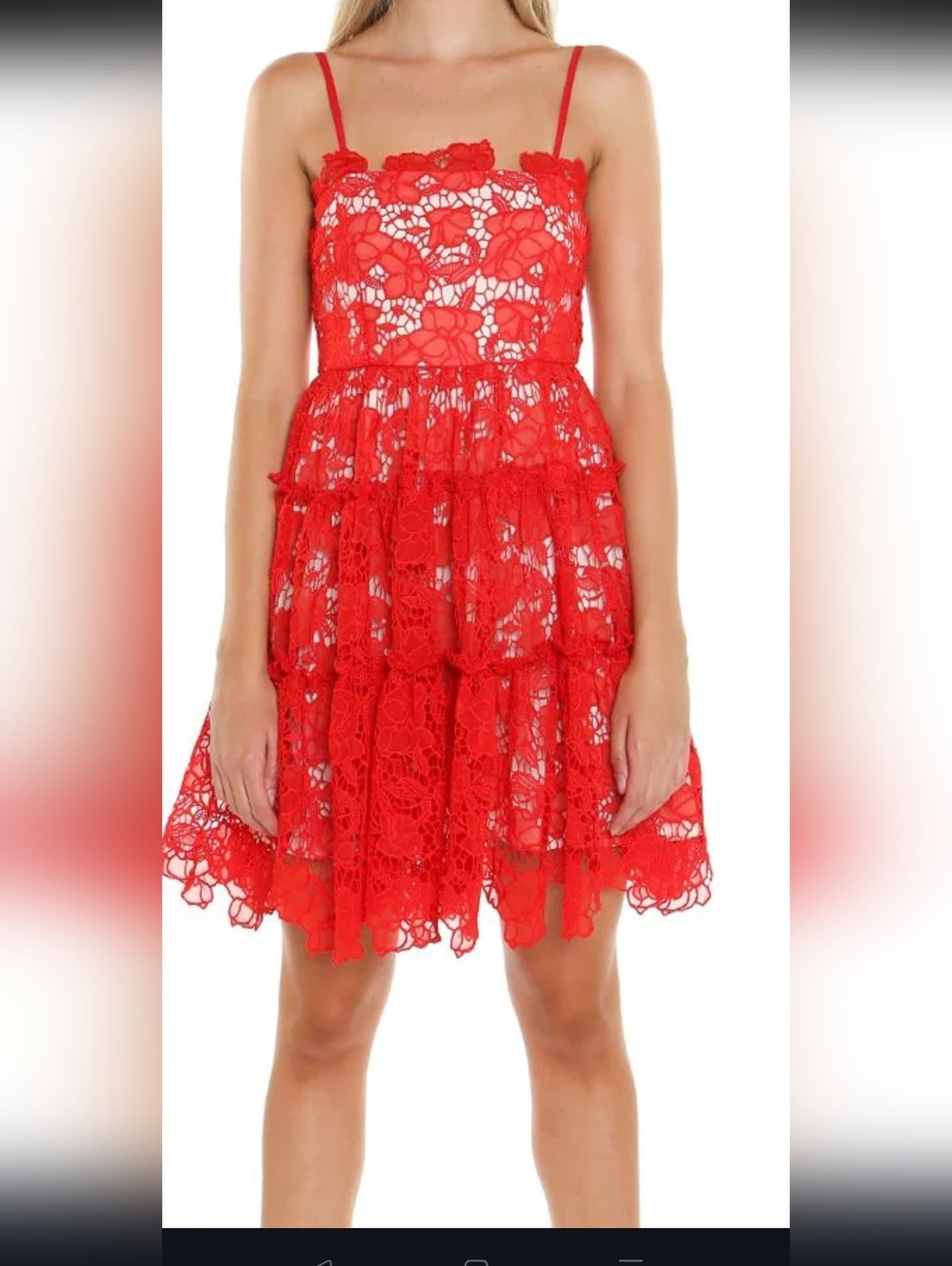 Beulah Style Red Lace Floral Dress